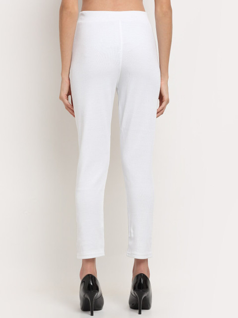 TAG 7 Women White Solid Ankle Length Leggings Pants - Image 3
