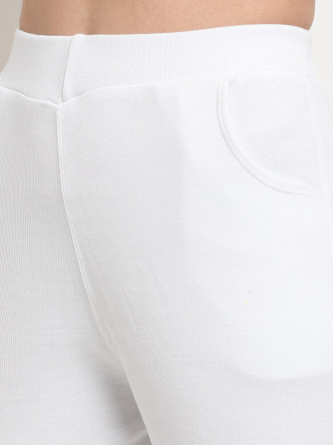 TAG 7 Women White Solid Ankle Length Leggings Pants - Image 5