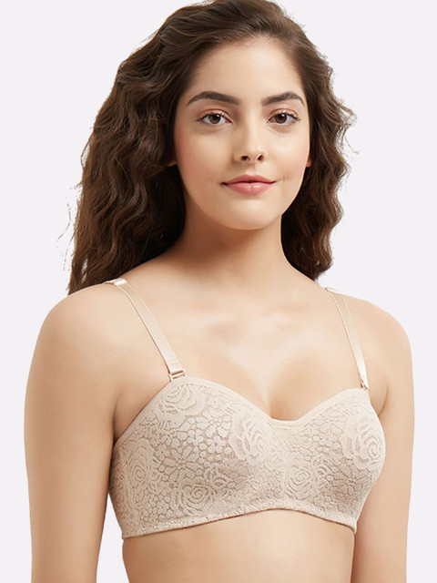 Wacoal Plus Size Nude-Coloured Floral Underwired Embellished Bra