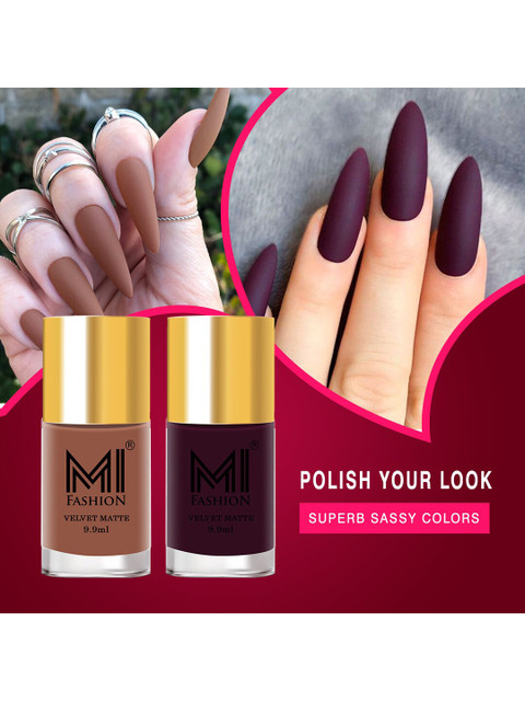 MI FASHION Pack of 2 Matte Nail Polish 80gm