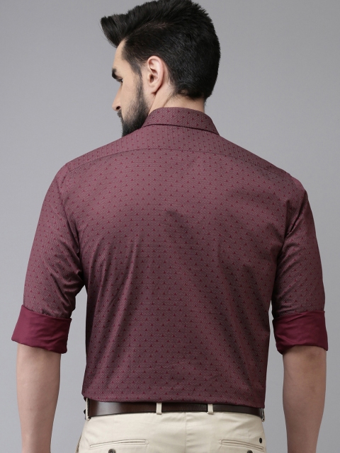 Arrow Men Maroon Pure Cotton Original Slim Fit Printed Formal Shirt - Image 5
