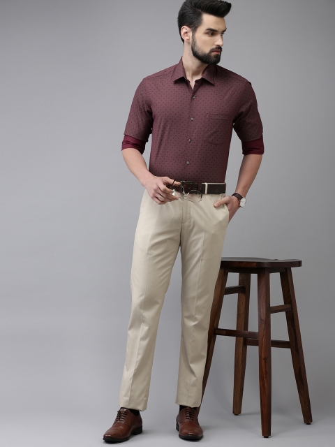 Arrow Men Maroon Pure Cotton Original Slim Fit Printed Formal Shirt - Image 6
