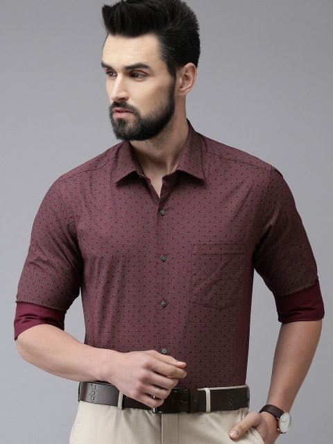 Arrow Men Maroon Pure Cotton Original Slim Fit Printed Formal Shirt - Image 4