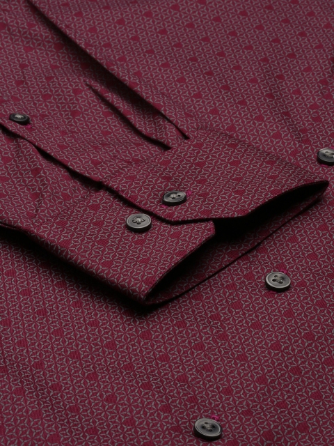 Arrow Men Maroon Pure Cotton Original Slim Fit Printed Formal Shirt - Image 3