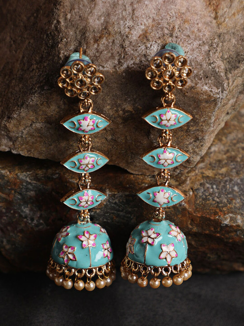 Jazz and Sizzle Turquoise Blue Contemporary Jhumkas Earrings