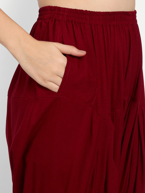 APELLA Women Plus Size Maroon Solid Loose-Fit Salwar - Image 5