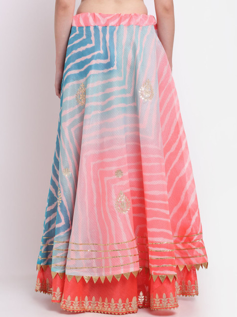 SOUNDARYA Women Blue Striped Cotton Flared Maxi Skirts - Image 3