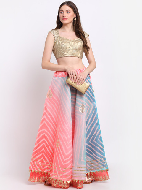 SOUNDARYA Women Blue Striped Cotton Flared Maxi Skirts - Image 4