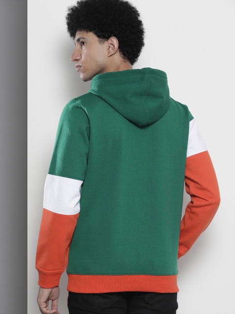 The Indian Garage Co Men Green & Orange Striped Hooded Sweatshirt - Image 5