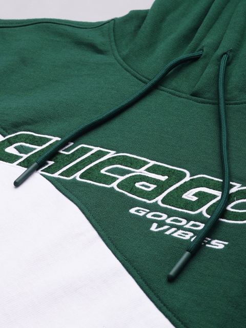 The Indian Garage Co Men Green & Orange Striped Hooded Sweatshirt - Image 3