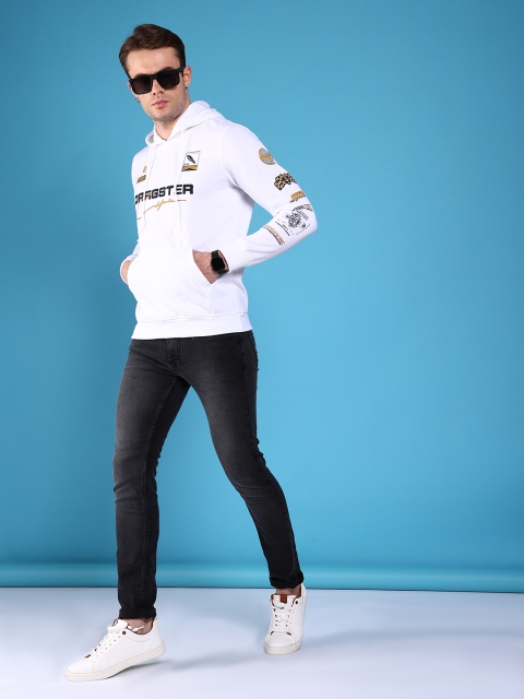 The Indian Garage Co Men White & Black Printed Hooded Sweatshirt - Image 5