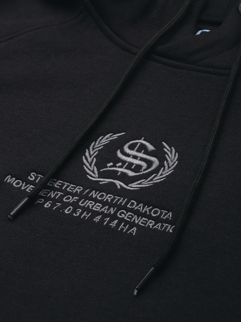 The Indian Garage Co Men Black Embroidered Hooded Sweatshirt - Image 3