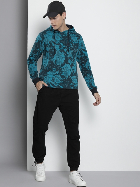 The Indian Garage Co Men Blue & Black Printed Hooded Sweatshirt - Image 5