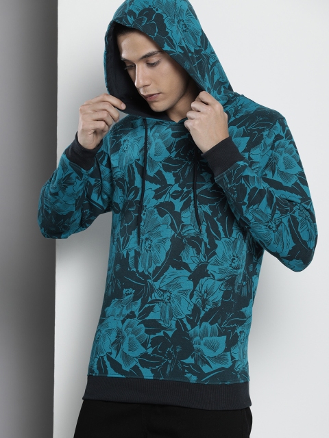 The Indian Garage Co Men Blue & Black Printed Hooded Sweatshirt - Image 3