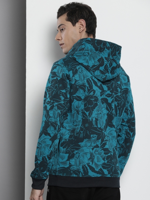 The Indian Garage Co Men Blue & Black Printed Hooded Sweatshirt - Image 4