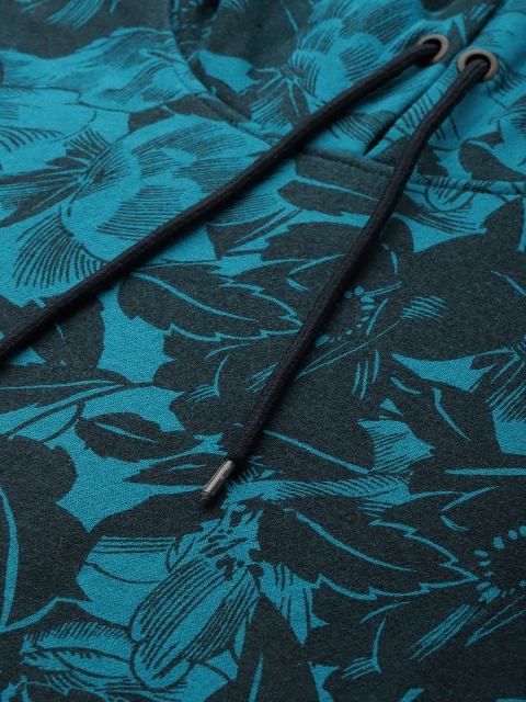 The Indian Garage Co Men Blue & Black Printed Hooded Sweatshirt - Image 2