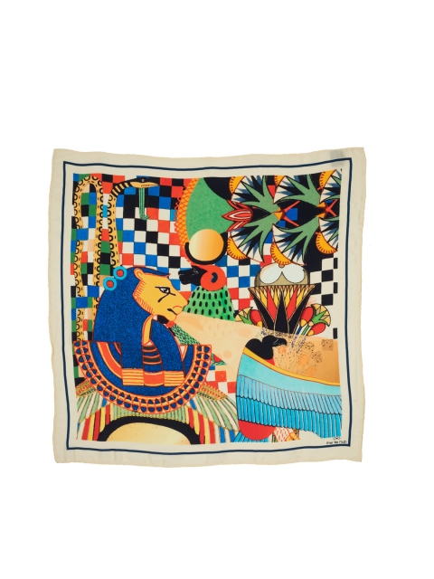 The Tie Hub Men White & Green Printed Scarf - Image 3
