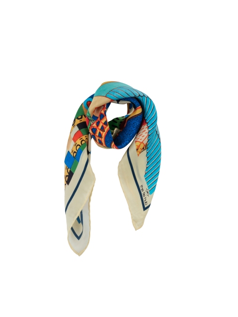 The Tie Hub Men White & Green Printed Scarf - Image 2
