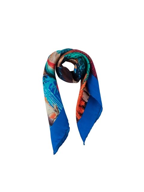 The Tie Hub Men Blue & Red Printed Scarf - Image 2