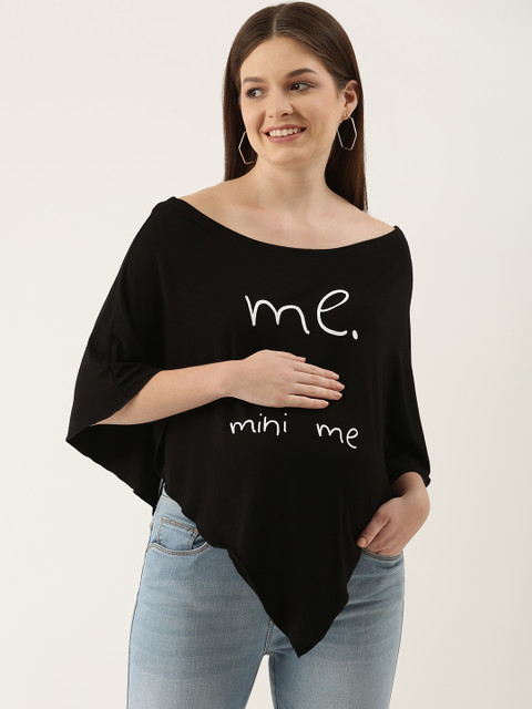 Blush 9 Maternity Women Black & White Printed Maternity Cape Top