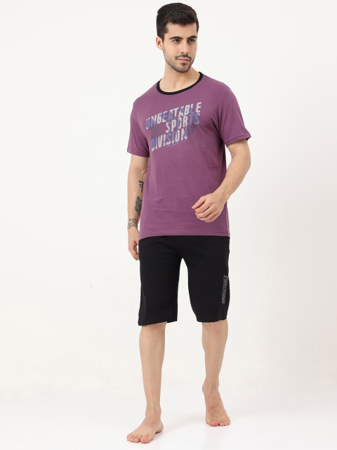 Masculino Latino Men Purple & Black Printed Night suit