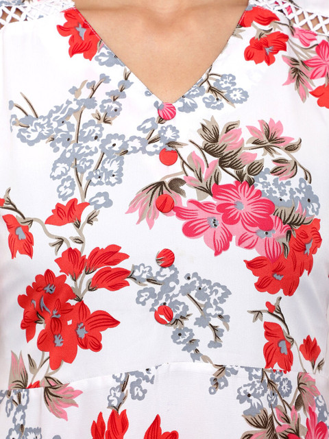 Indietoga White Floral Printed Maxi Dress - Image 2