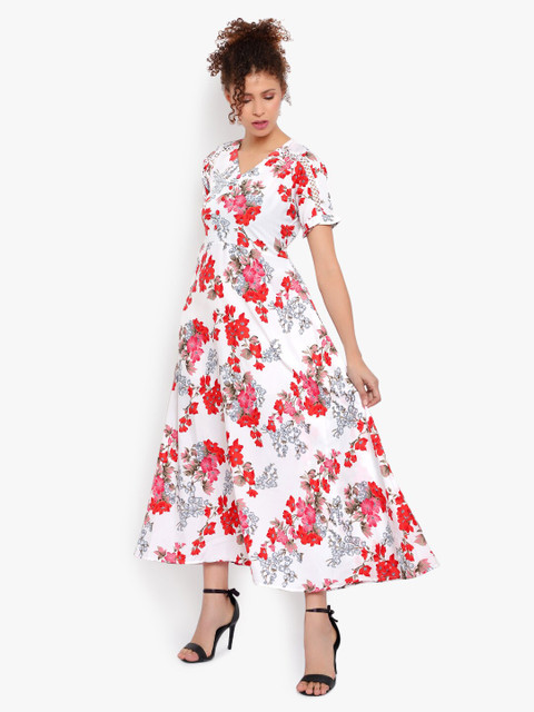 Indietoga White Floral Printed Maxi Dress - Image 4
