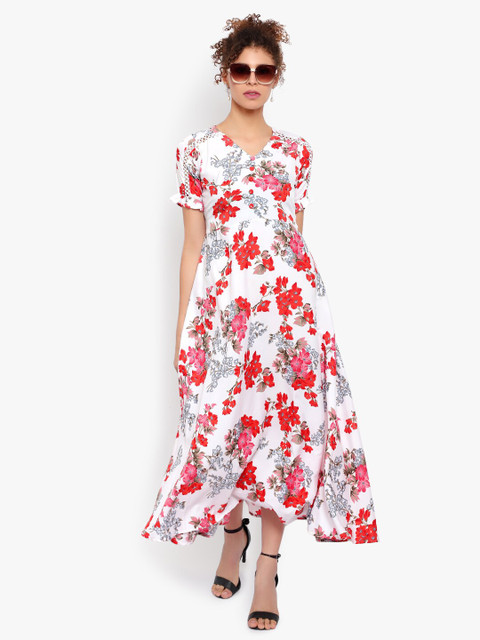 Indietoga White Floral Printed Maxi Dress