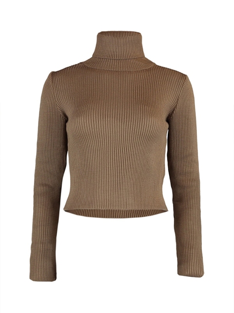 Trendyol Women Brown Ribbed Pullover - Image 8