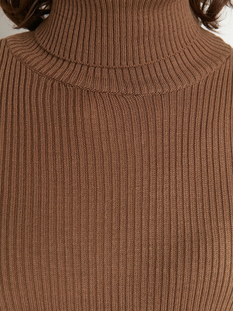 Trendyol Women Brown Ribbed Pullover - Image 2