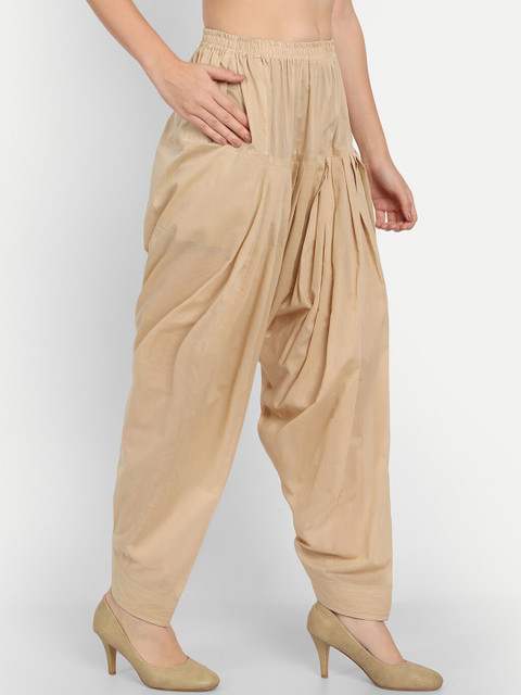 APELLA Women Beige Solid Loose-Fit Cotton Salwar - Image 2