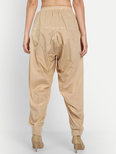 APELLA Women Beige Solid Loose-Fit Cotton Salwar - Image 3