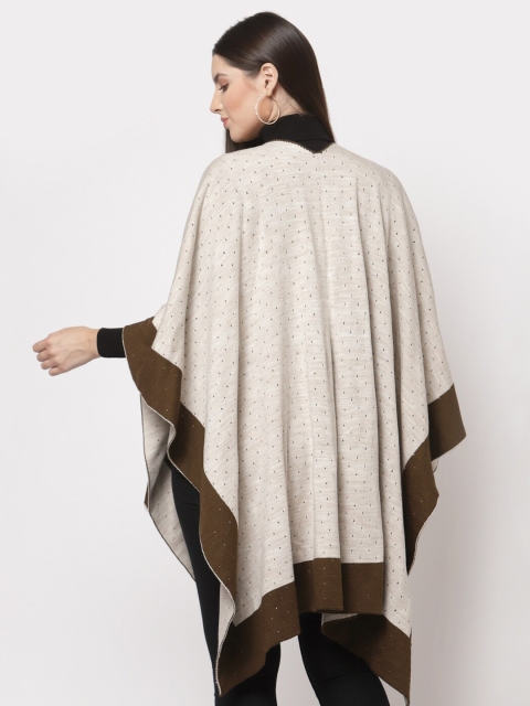 513 Women Brown & Beige Printed Shrug - Image 4