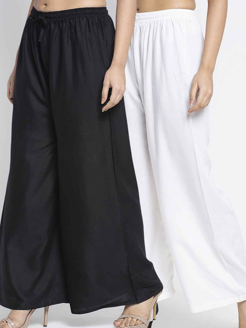 GRACIT Women Pack of 2 Black & Off White Ethnic Palazzos