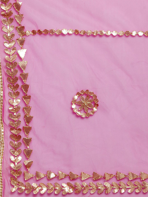 Clora Creation Magenta & Gold-Toned Net Dupatta With Embellished Gotta Patti - Image 2