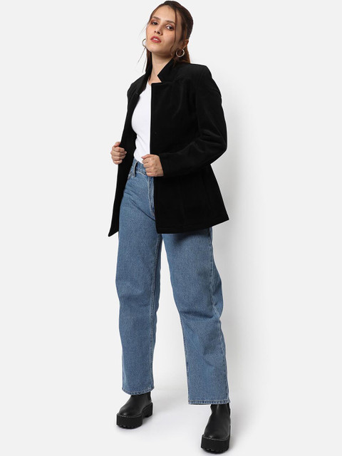 Campus Sutra Women Black Solid Single-Breasted Blazer - Image 5