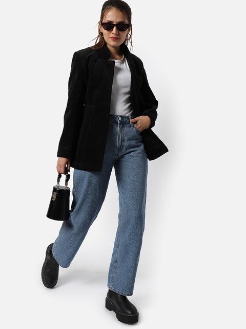 Campus Sutra Women Black Solid Single-Breasted Blazer - Image 6