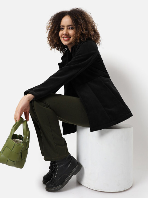 Campus Sutra Women Black Solid Single-Breasted Winter Wear Blazer - Image 6
