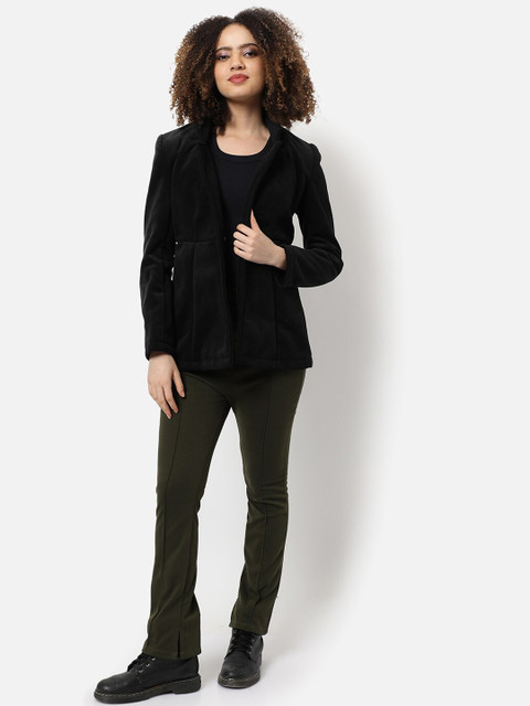 Campus Sutra Women Black Solid Single-Breasted Winter Wear Blazer - Image 5