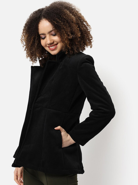 Campus Sutra Women Black Solid Single-Breasted Winter Wear Blazer - Image 3
