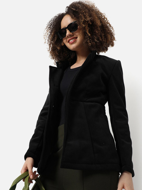 Campus Sutra Women Black Solid Single-Breasted Winter Wear Blazer - Image 7