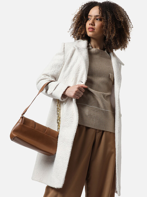 Campus Sutra Women White Solid Longline Coats - Image 7