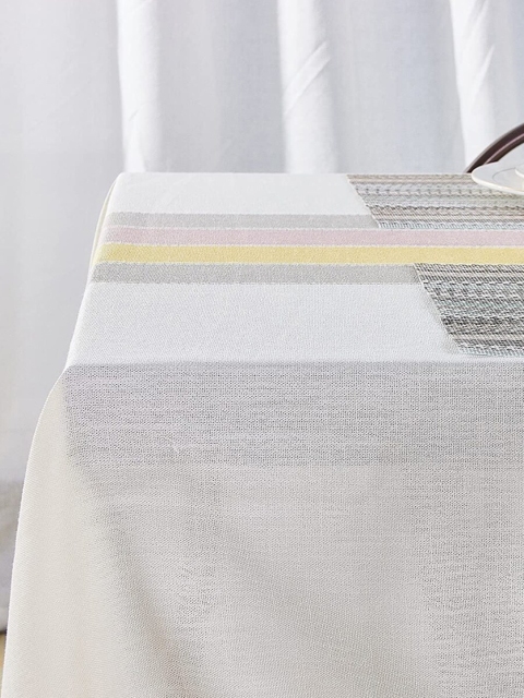 URBAN SPACE Grey Striped 6 Seater Table Cloth - Image 4