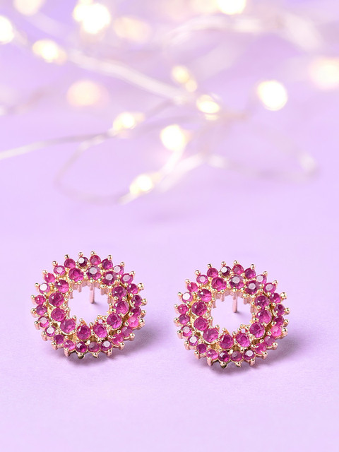 Zaveri Pearls Women Pink Contemporary Studs Earrings