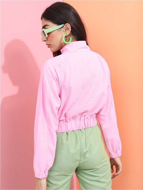 Tokyo Talkies Women Pink Crop Tailored Jacket - Image 3