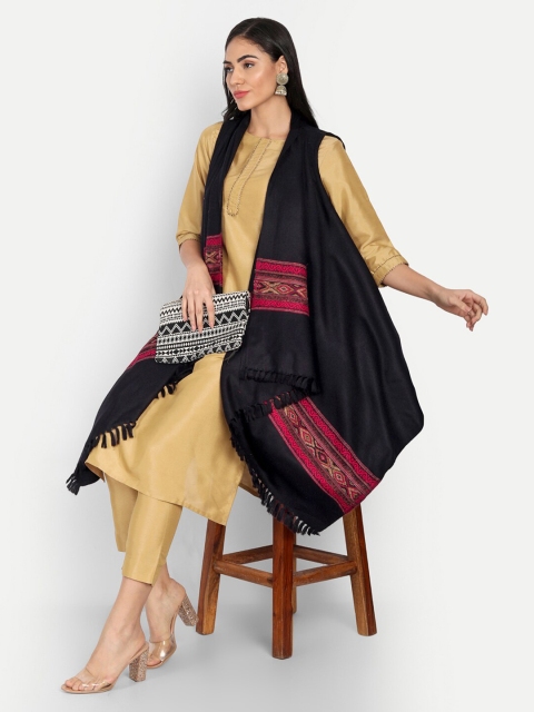 Zamour Women Black & Red Tasselled Bohemian Woollen Shrug - Image 6