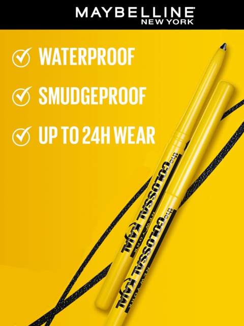 Maybelline New York Smudge Proof Colossal Kajal with Aloe Vera - Deep Black - 0.35g - Image 4