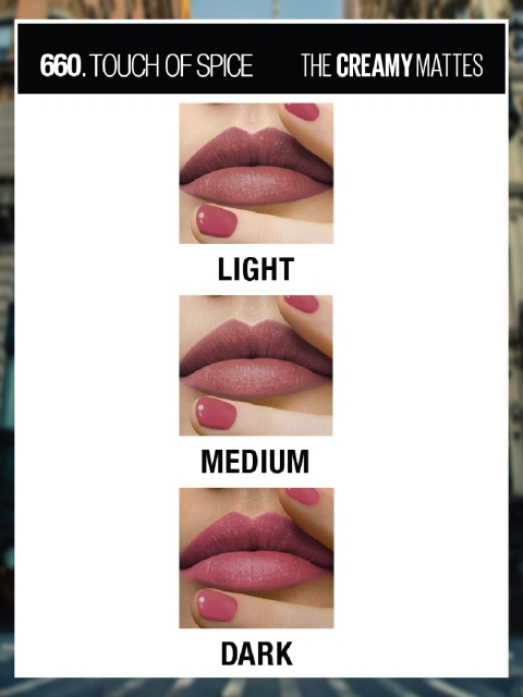 Maybelline New York Color Sensational Creamy Matte Lipstick - Touch of Spice 660 - Image 4