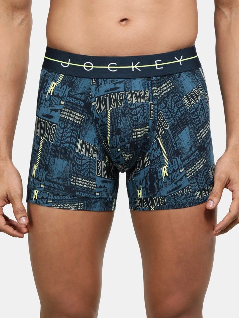 Jockey Super Combed Cotton Stretch Printed Trunk with Ultrasoft Waistband-NY02