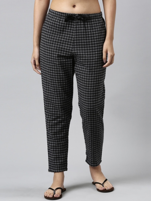 Enamor Women Charcoal & White Checked Night suit - Image 7